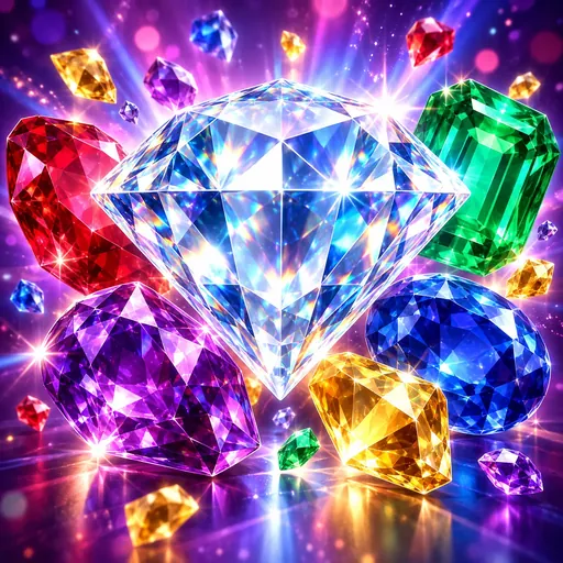 Dazzle Me gem-themed pokie cover art with coloured jewel symbols