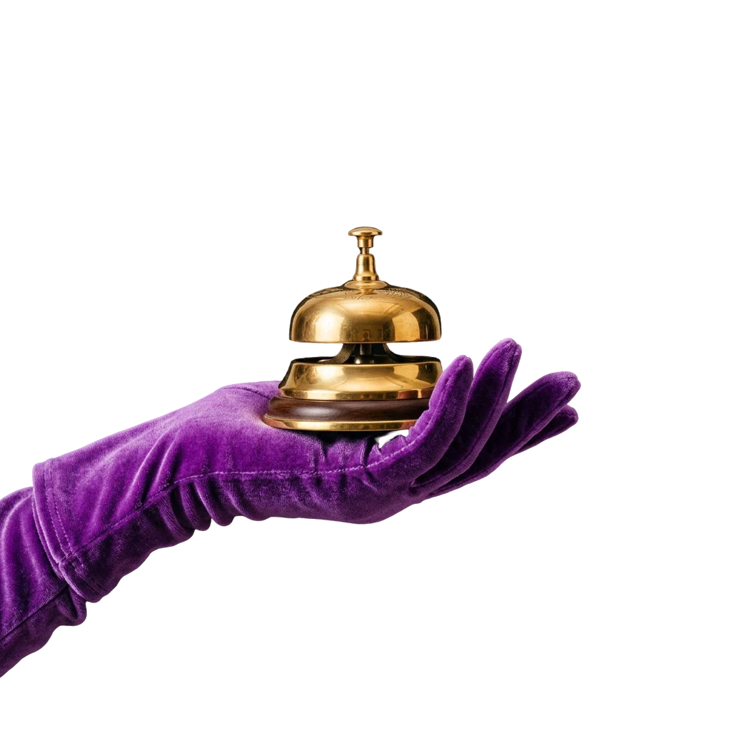 Gold service bell, standing in for a call for casino support help